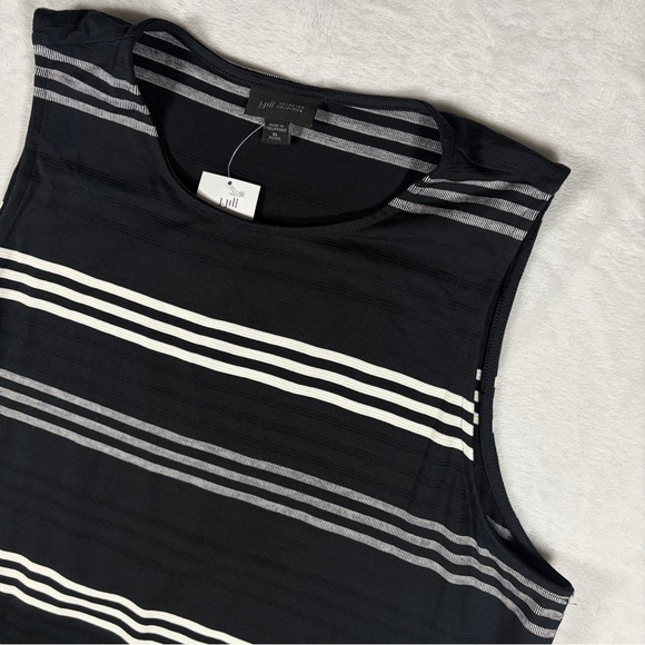 J. JILL Black White Striped Oversized Pullover Tank Shift Dress XL Petite - Picture 4 of 7